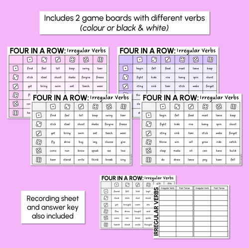 Resource preview 3 for Irregular Verbs - Four in a Row Game