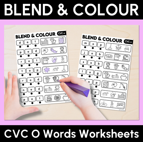 Resource preview 3 for Blend & Colour - CVC CVCC CCVC Words Blending Worksheets Bundle