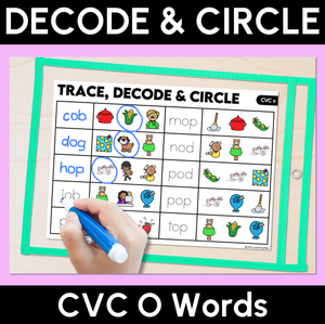 Trace, Decode & Circle - CVC O Words - Decodable Word Mats