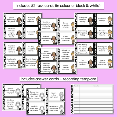 Resource preview 3 for Commas - Detective Task Cards