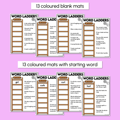Resource preview 3 for Word Ladders - Find the Clue - R-Controlled ER Words