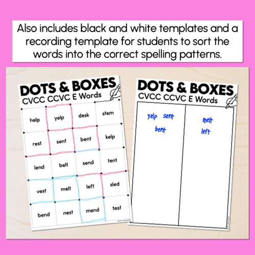 Resource preview 3 for Dots and Boxes Phonics Game - CVCC CCVC E Words