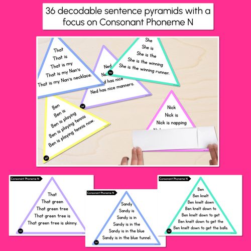 Resource preview 2 for CONSONANT PHONEME N WORDS - Decodable Sentence Pyramids - Phonics Fluency