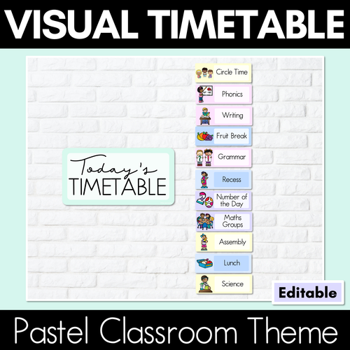 Resource preview 1 for PASTEL CLASSROOM DECOR - Editable Visual Timetable