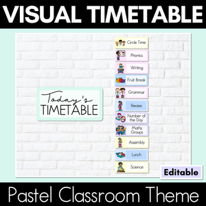 PASTEL CLASSROOM DECOR - Editable Visual Timetable