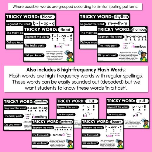 Resource preview 4 for High Frequency Heart Word Posters SET 8- WORDS WITH TRICKY SPELLINGS