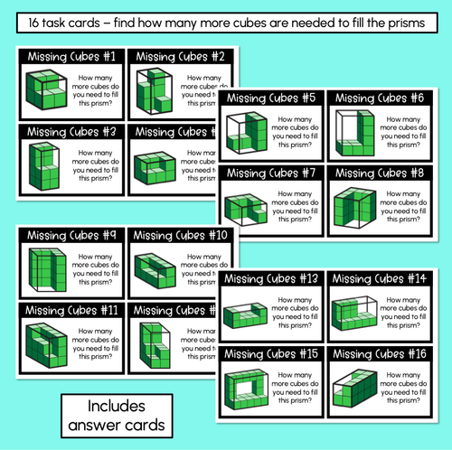 Resource preview 2 for Volume Task Cards – Missing Cubes: Level 2