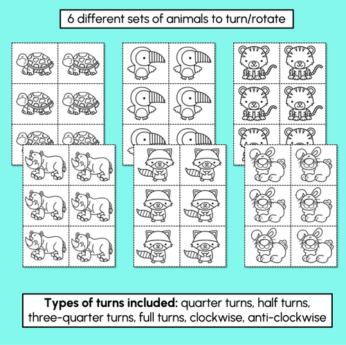 Resource preview 4 for Types of Turns - Half, Quarter and Full Turn Cut & Paste