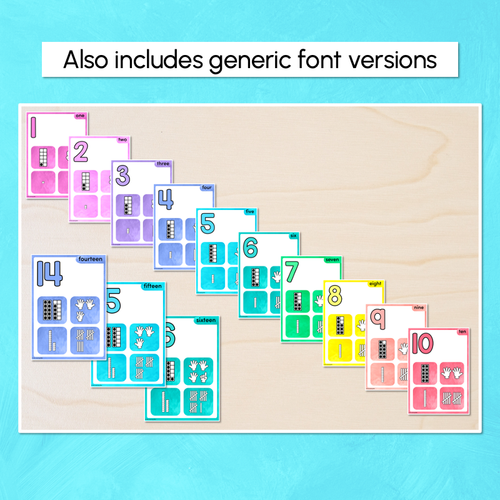 Resource preview 4 for Number Posters 1-30 with ten frames, base ten blocks, tallies & fingers - The Kutopia Collection