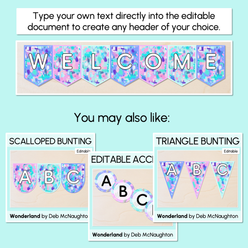 Resource preview 3 for EDITABLE BUNTING - The Wonderland Collection
