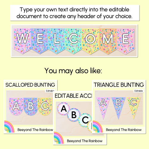 Resource preview 3 for EDITABLE BUNTING - The Kasey Rainbow Collection