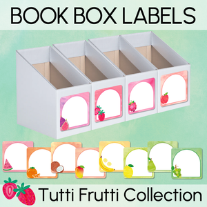 Editable Book Box Labels - The Tutti Frutti Collection - Colourful Classroom Decor