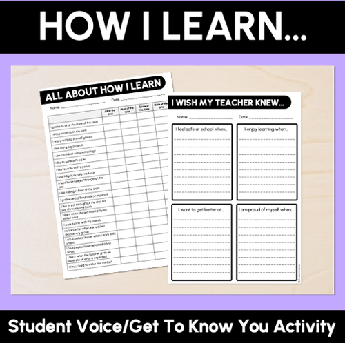 Resource preview 1 for How I Learn - Student Voice & Get to Know You Activity