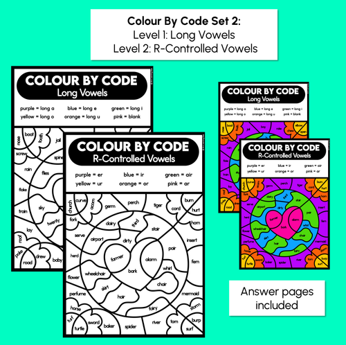 Resource preview 3 for Colour By Code Earth Day Themed - CVC, Consonant Digraphs, Long Vowels, R-Controlled Vowels