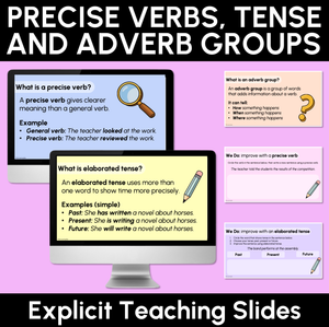 Precise Verbs, Tense & Adverb Groups Explicit Teaching Slides