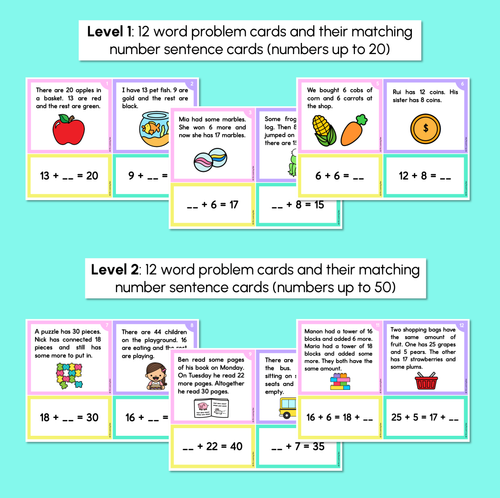 Resource preview 3 for Equality Word Problems - Story Match Task Cards