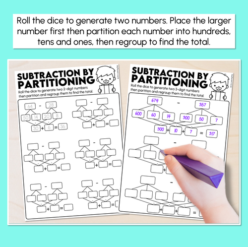 Resource preview 2 for Subtraction by Partitioning & Regrouping Recording Mats