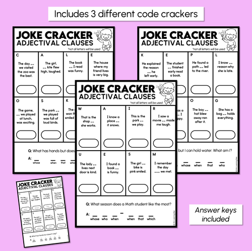 Resource preview 3 for Joke Code Cracker - Adjectival Clause