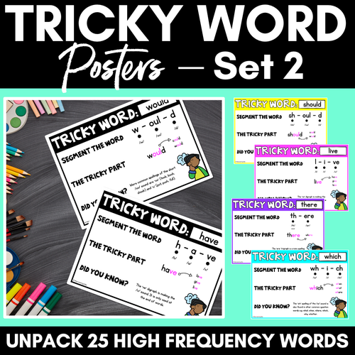 Resource preview 1 for High Frequency Heart Word Posters SET 2 - WORDS WITH TRICKY SPELLINGS