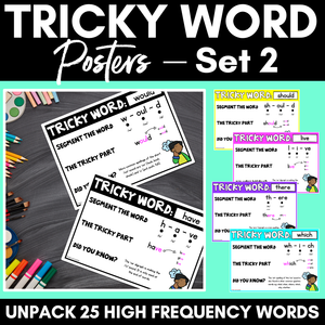 High Frequency Heart Word Posters SET 2 - WORDS WITH TRICKY SPELLINGS