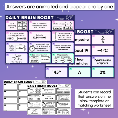 Resource preview 3 for Year 6 Maths Review - Daily Brain Boosts - Set 1