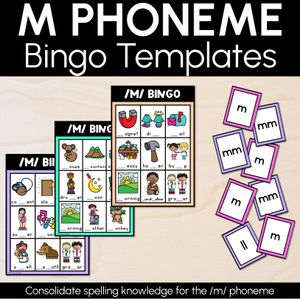 M SOUND BINGO - Ways to spell the /m/ phoneme