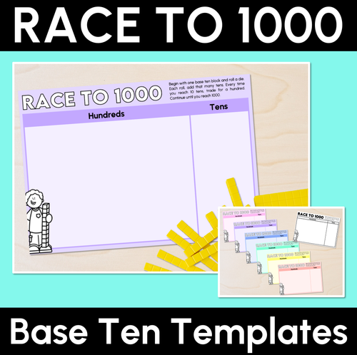 Resource preview 1 for Race to 1000 - Trading Base Ten Blocks - Student Templates