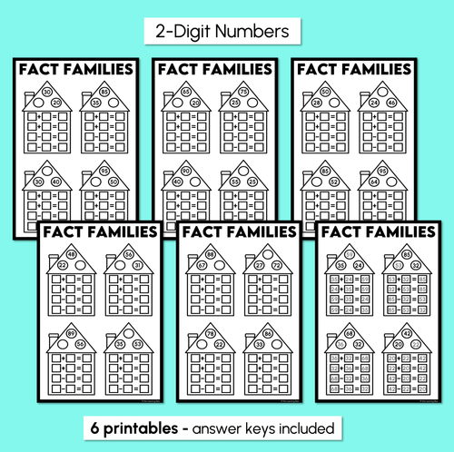 Resource preview 3 for Fact Families - Addition & Subtraction Printables - 2-Digit & 3-Digit Numbers