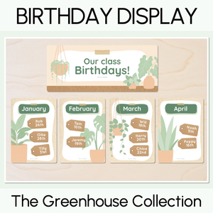 Classroom Birthdays Display - The Greenhouse Collection - Natural Classroom Decor