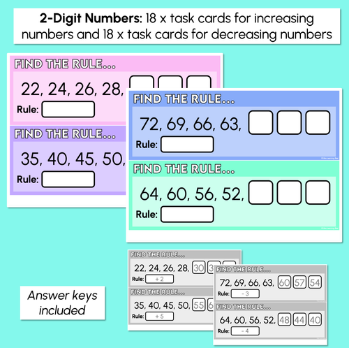 Resource preview 3 for Number Patterns & Rules - Find the Number Pattern Task Cards