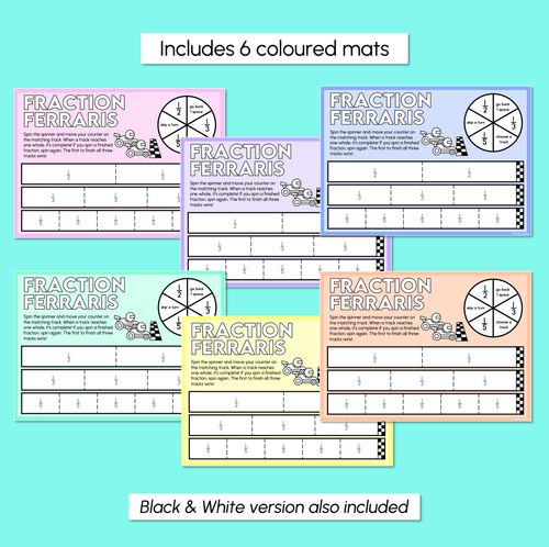 Resource preview 3 for Fraction Ferraris - Fraction Spinner Mats