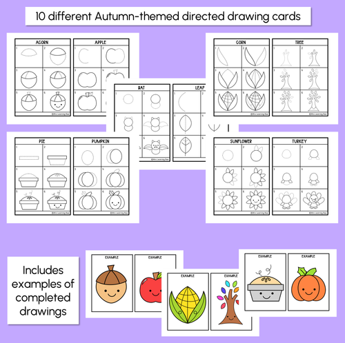 Resource preview 2 for Autumn Themed - Directed Drawing Templates