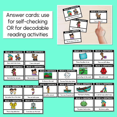 Resource preview 3 for Long Vowel O Word Decodable Sentences - Read, Match & Write