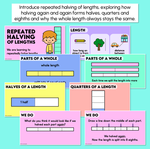 Resource preview 2 for Forming Eighths of a Length - Repeated Halving of Lengths Digital Slides