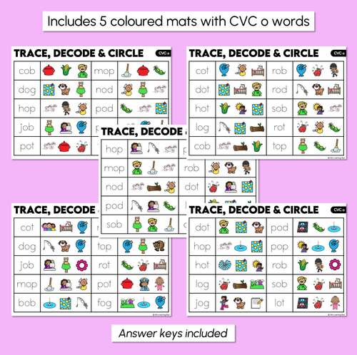 Resource preview 3 for Trace, Decode & Circle - CVC O Words - Decodable Word Mats
