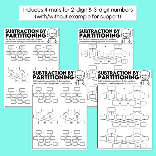 Resource preview 3 for Subtraction by Partitioning & Regrouping Recording Mats