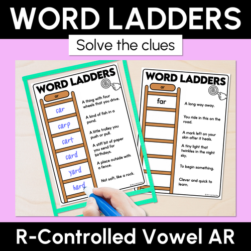 Resource preview 1 for Word Ladders - Find the Clue - R-Controlled AR Words