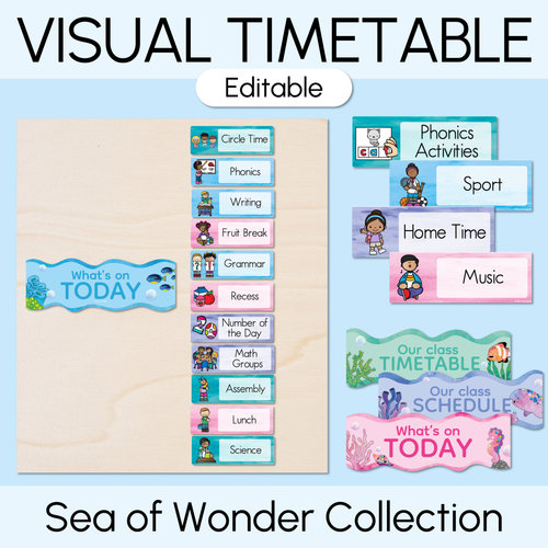 Resource preview 1 for Editable Visual Timetable or Class Schedule - The Sea of Wonder Collection - Calming Classroom Decor