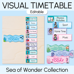 Editable Visual Timetable or Class Schedule - The Sea of Wonder Collection - Calming Classroom Decor