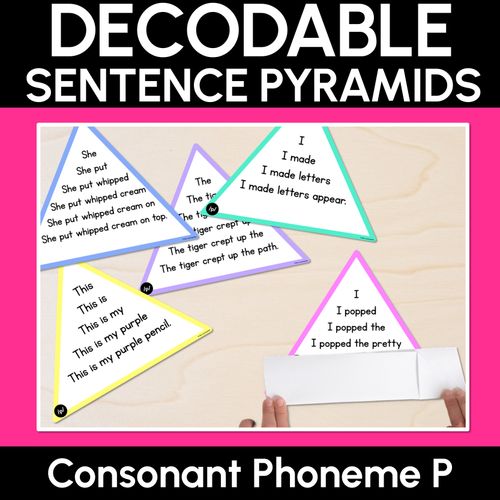 Resource preview 1 for CONSONANT PHONEME P WORDS - Decodable Sentence Pyramids - Phonics Fluency