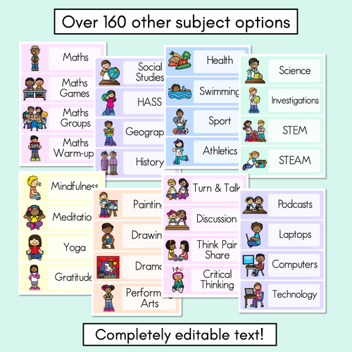 Resource preview 3 for PASTEL CLASSROOM DECOR - Editable Visual Timetable