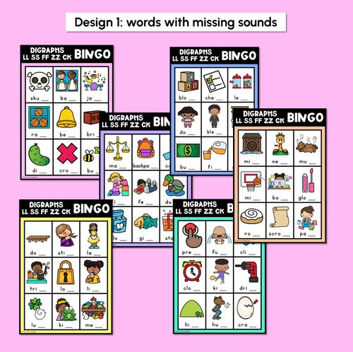 Resource preview 2 for LL, SS, FF, ZZ, CK, DOUBLE CONSONANT BINGO - Consonant Digraphs Game