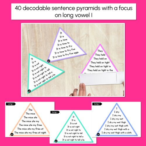 Resource preview 2 for LONG VOWEL I WORDS - Decodable Sentences Pyramids - Phonics Fluency