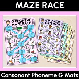 Consonant Phoneme G Words Maze Race - Consonant G Words Mats
