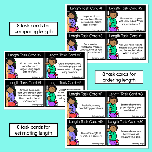 Resource preview 3 for Length Task Cards - Compare, Estimate & Order with Informal Units