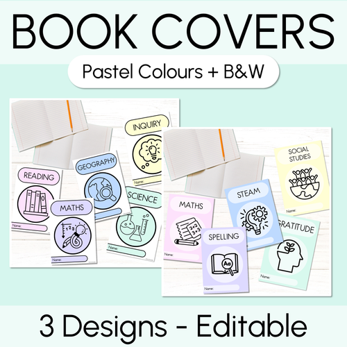 Resource preview 1 for Pastel Book Covers - Editable - A4 Portrait