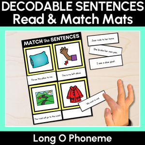 Long Vowel O Decodable Sentences Mats - Read & Match