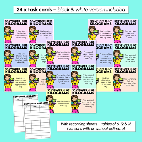 Resource preview 3 for Scavenger Hunt - Estimating Mass Task Cards