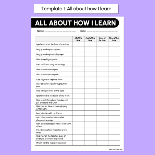 Resource preview 3 for How I Learn - Student Voice & Get to Know You Activity