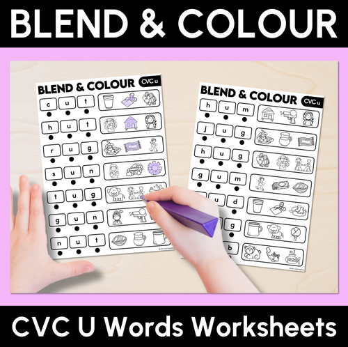 Resource preview 6 for Blend & Colour - CVC CVCC CCVC Words Blending Worksheets Bundle